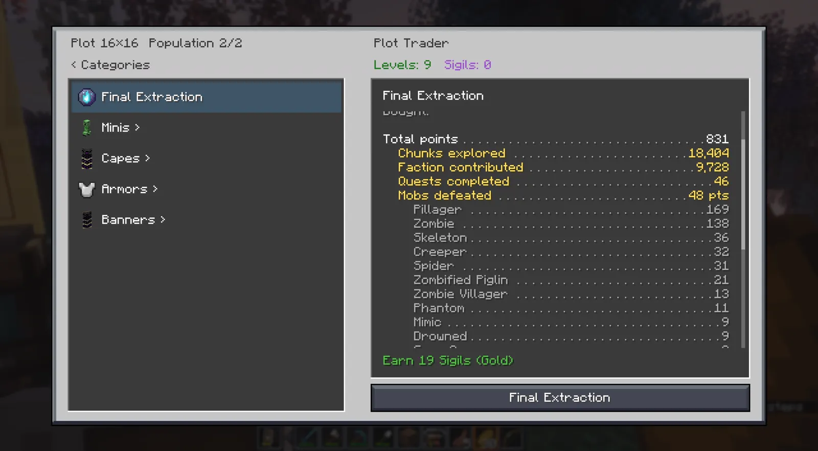 ExfilCraft screenshot: Playthrough Progress