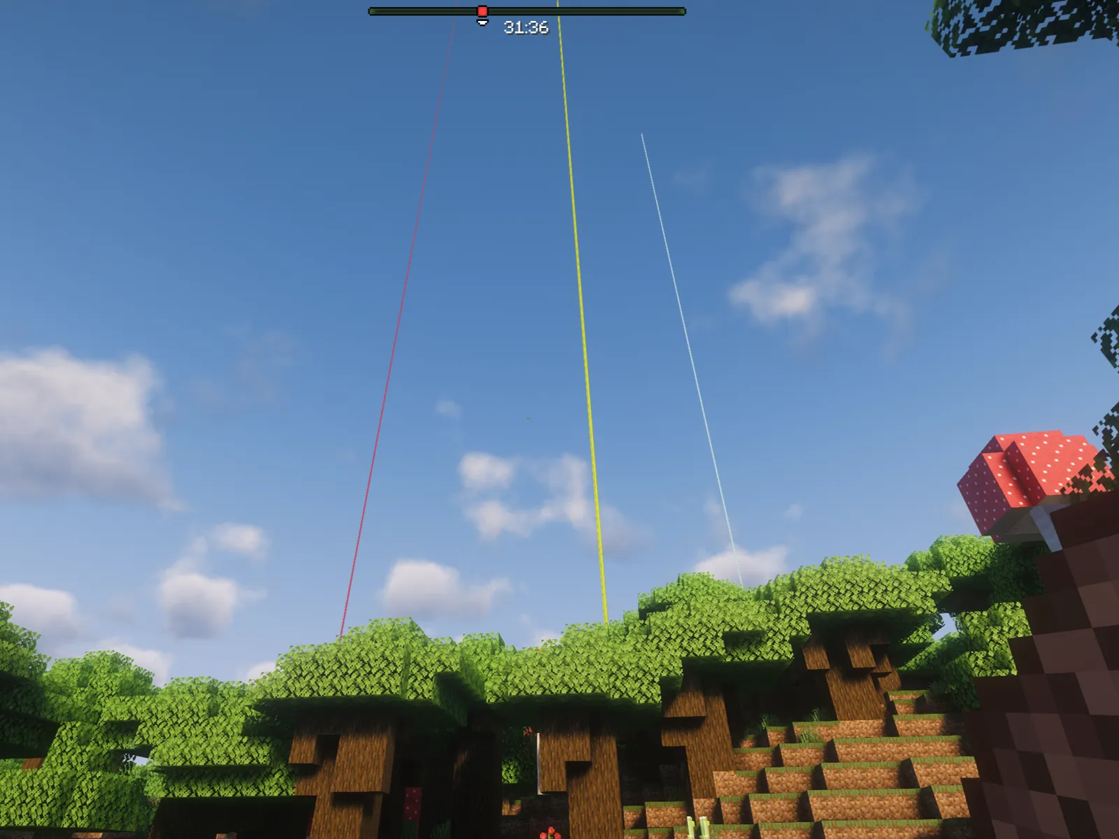 Supply drop beams falling into an ExfilCraft raid world