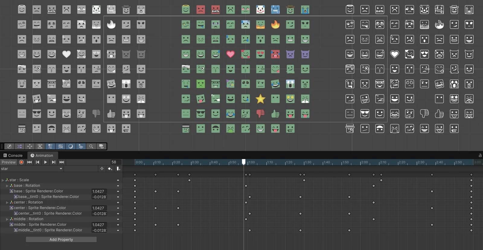 All 240 Squamojis in Unity: black-and-white, full color, and outline sets side by side